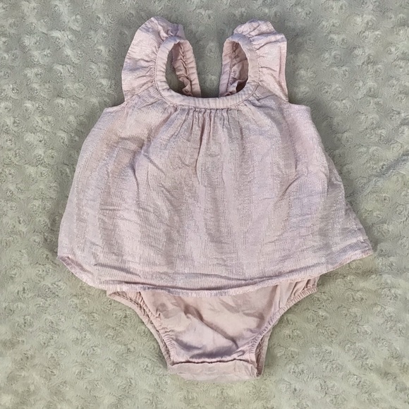 Baby Gap Pink Summer Romper Silver Stripes Size 12-18 Months - Picture 1 of 6